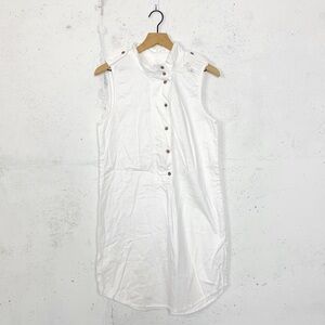 Equipment Femme Freda Distressed White Denim Tunic Top Mini Dress Size Medium